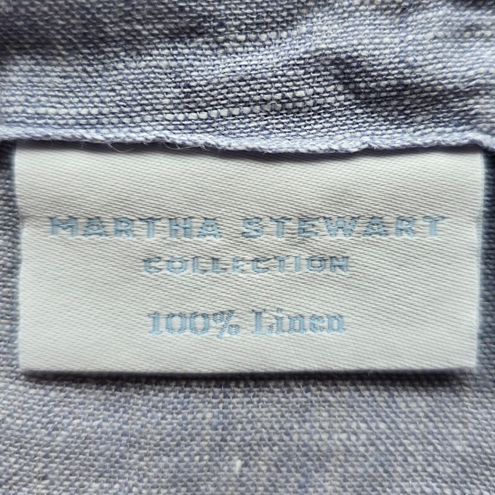 Martha Stewart 100% Linen Light Blue Top Size Medium coastal fisherman beach - Picture 5 of 9